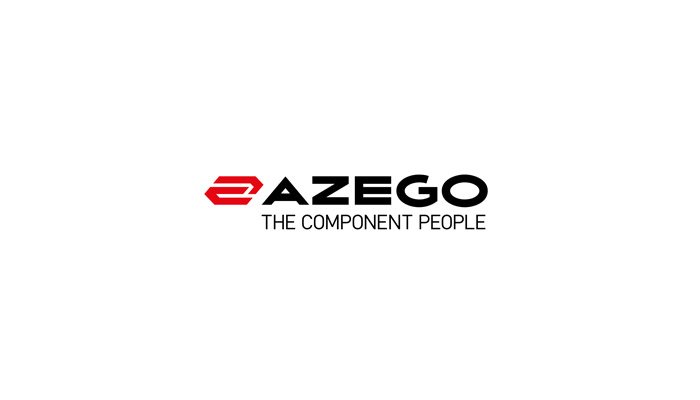 The Azego logo with text beneath saying 'The component people'