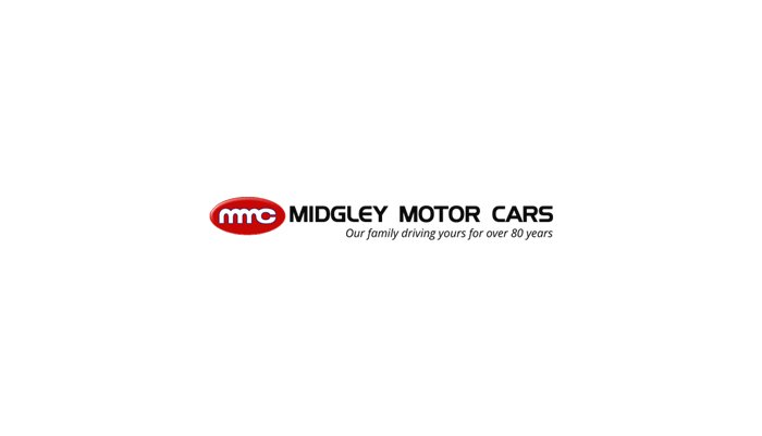 The Midgley Motors logo with text beneath saying 'Our family driving yours for over 80 years.'