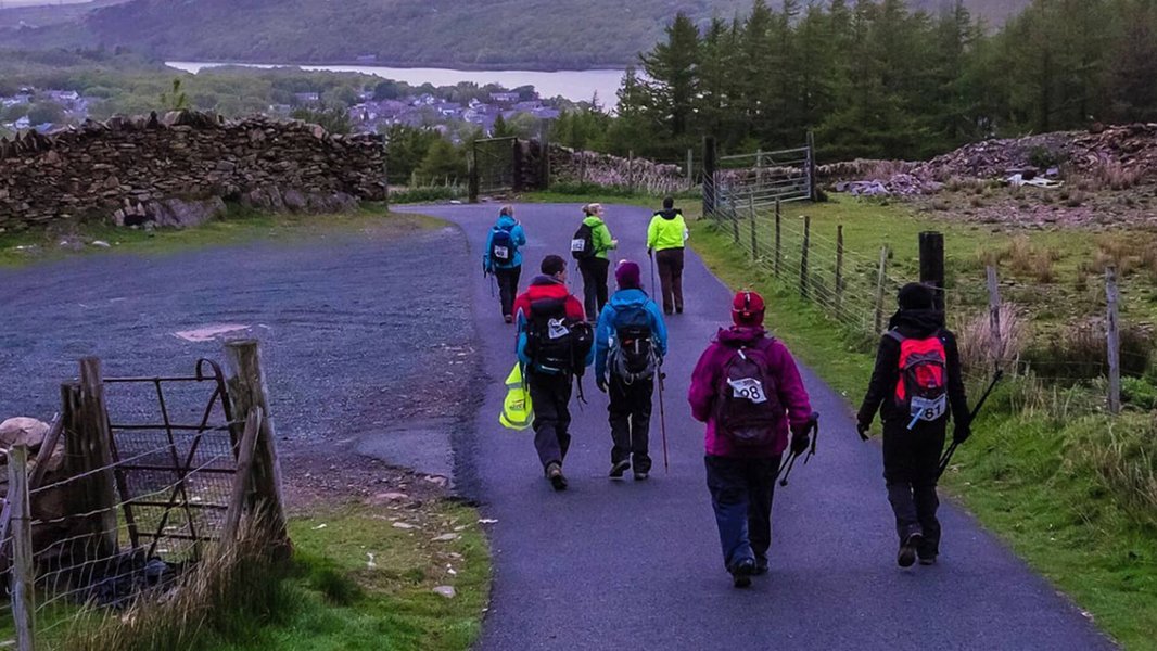 A group of walkers on the way to the Snowdon summit