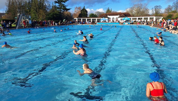 Lots of swimmers in the pool for the Big Dip Cheltenham