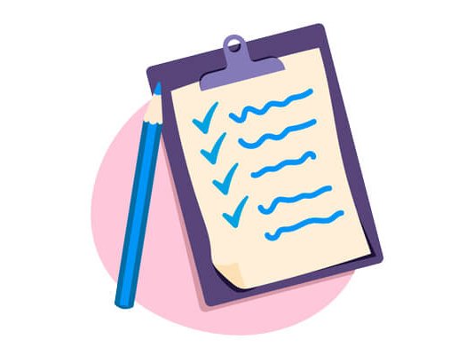 An illustration of a paper checklist on a clipboard