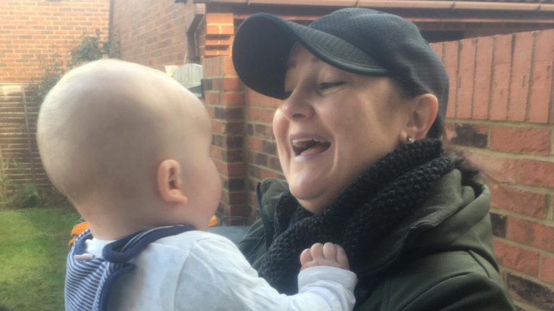 Helen's son and his Auntie Kerrie