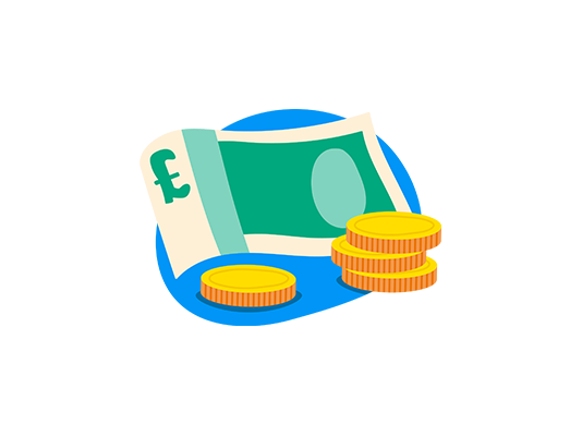 Illustration of bank note and coins