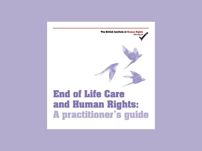 The front cover of the End of life care human rights practitioners guide