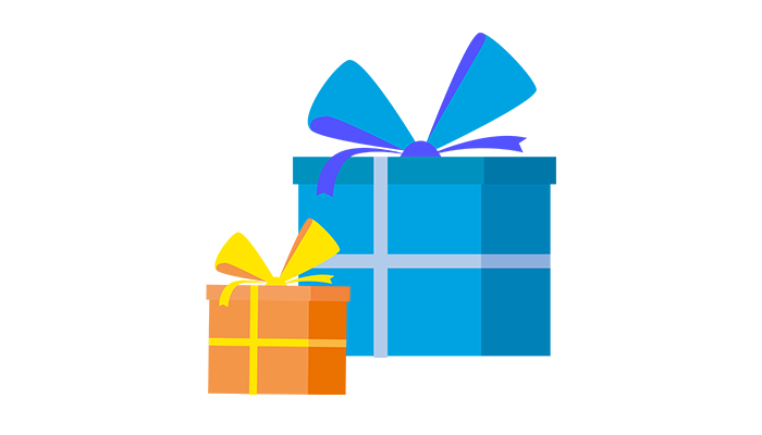 Illustration of two wrapped christmas presents